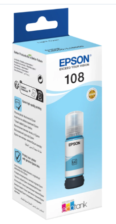 Original Epson 108 Light Cyan Ink Bottle (T09C54A)